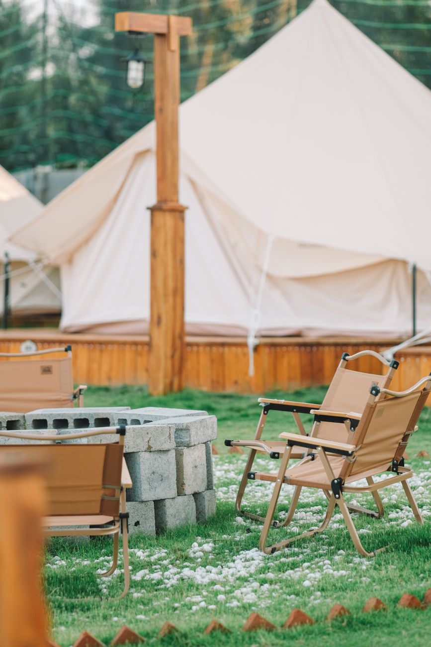 Luxury wilderness tent retreat amid serene nature